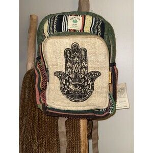 NWT Himalaya Hemp Handmade Boho Hippie Backpack - Evil Eye Stripe Colorful